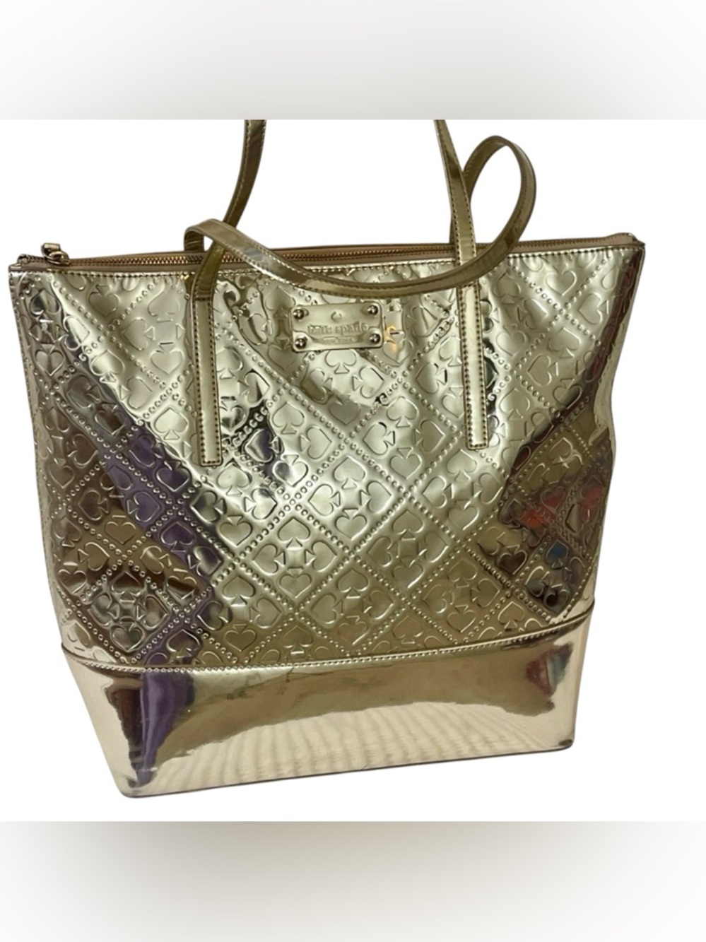 Kate Spade Jeralyn Metallic Gold Quilted Tote Bag